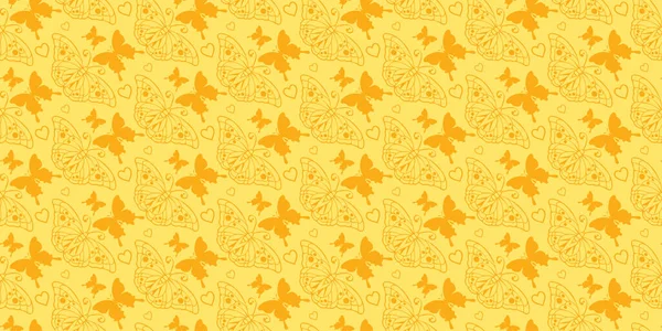 Décoratif Motif Fond Papillons Orange Sur Fond Jaune Texture Papier — Image vectorielle