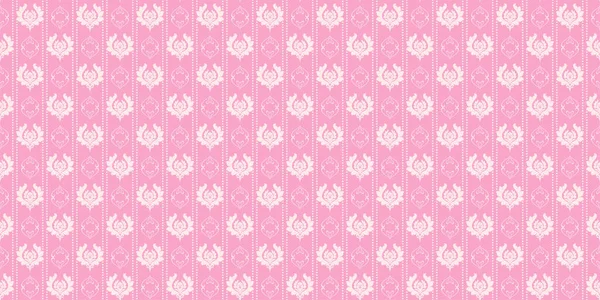 Adorno Damasco Adorno Floral Blanco Sobre Fondo Rosa Textura Fondo — Archivo Imágenes Vectoriales