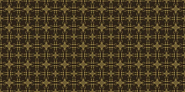 装飾的な背景パターン 黒の背景に金の装飾 シームレスな壁紙のテクスチャ ベクトル画像 — ストックベクタ
