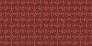 Çiçekli süslemelerle dekoratif arka plan deseni. Burgonya tonları. Kusursuz duvar kağıdı dokusu. Vektör illüstrasyonu