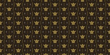 Kraliyet tarzında arkaplan modeli. Siyah arka planda altın kaplama. Kusursuz duvar kağıdı dokusu. Vektör grafikleri