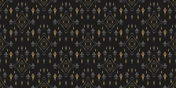 黒の背景にアジアの装飾と黒の背景パターン シームレスな壁紙のテクスチャ ベクトルグラフィックス — ストックベクタ