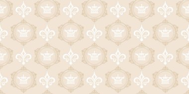 Klasik arka plan duvar kağıdı bej desenli dikişsiz vektör