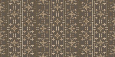Kahverengi tonlarda arkaplan deseni. Etnik süs, duvar kağıdı, klasik tarz. Kusursuz desen, tasarımın için doku. Vektör illüstrasyonu