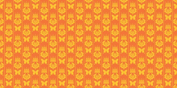 Decorative Background Pattern Ornament Floral Ornaments Butterflies Orange Background Wallpaper — Stockový vektor