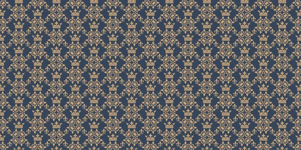Ornate Background Pattern Royal Style Blue Background Wallpaper Seamless Pattern — Stockvector