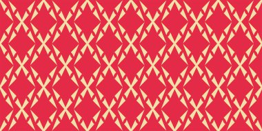 Kırmızı arka plan duvar kağıdında geometrik süslemeli soyut arkaplan deseni. Kusursuz desen, tasarımın için doku. Vektör grafikleri