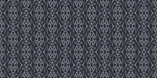 Achtergrondpatroon Met Geometrische Grijze Ornament Een Zwarte Achtergrond Naadloos Patroon — Stockvector