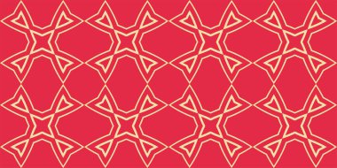 Kırmızı arka planda geçmişe dönük dekoratif süslemeleri olan arkaplan deseni. Kusursuz desen, doku. Tasarım kitabı kapağı, poster, duvar kağıdı, davetiye, kartlar için uygun. Vektör resmi