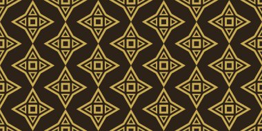 Havalı geometrik arkaplan. Modern geometrik süs. Siyah arka planda altın desenli. Kusursuz desen, doku. Vektör resmi