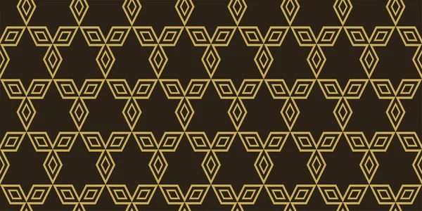 幾何学的背景 現代の幾何学模様 黒を基調とした金の装飾 シームレスなパターン ベクトル画像 — ストックベクタ
