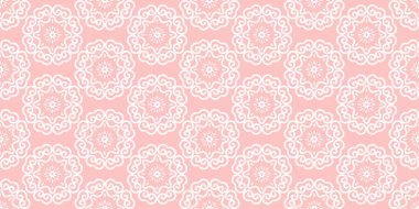 Arka plan desenli, pembe arka planda çiçeklerle süslenmiş. Kusursuz desen, doku. Vektör grafikleri