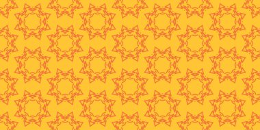 Kusursuz desen, doku. Sarı arka planda turuncu çiçekli süsleme, duvar kağıdı. Vektör grafikleri