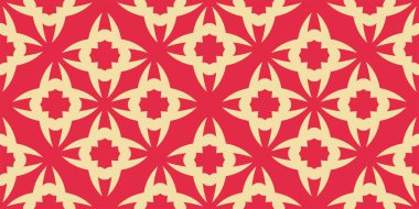 Kırmızı arka planda Hint tarzında etnik köken, duvar kağıdı. Kusursuz desen, doku. Vektör resmi
