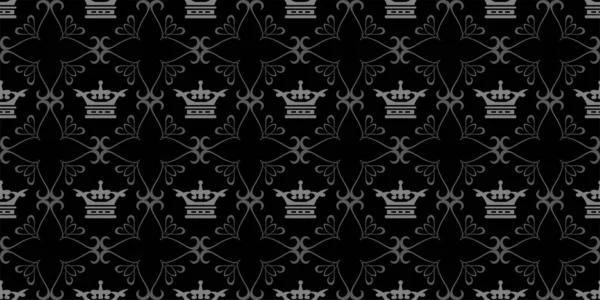 Темний Візерунок Тла Королівському Стилі Чорному Тлі Шпалери Безшовний Візерунок — стоковий вектор