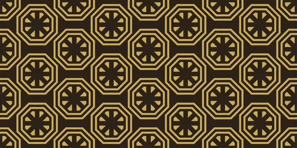 黒の背景に金の幾何学的要素を持つ抽象的な背景パターン シームレスなパターン ベクターイラスト — ストックベクタ