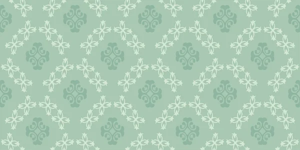 Hermoso Patrón Fondo Repetitivo Con Adornos Florales Sobre Fondo Verde — Archivo Imágenes Vectoriales