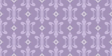 Mor arka planda çiçek süsü olan modaya uygun bir arka plan deseni, duvar kağıdı. Kusursuz desen, doku. Vektör illüstrasyonu