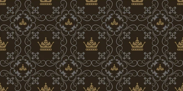 Elegant Background Pattern Richly Decorated Royal Style Black Background Wallpaper — Stock Vector