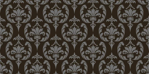 黒の背景に花の装飾が施されたヴィンテージの背景パターン シームレスなパターン ベクトル画像 — ストックベクタ