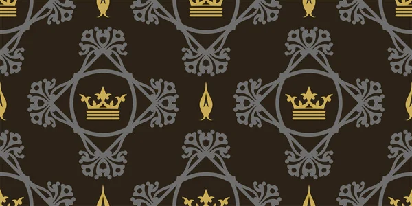 Elegant Background Pattern Royal Style Black Background Vintage Wallpaper Seamless — Stock Vector
