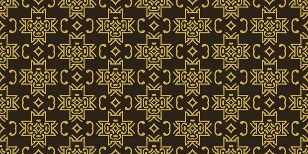 Decorative Background Pattern Gold Ornaments Black Background Wallpaper Seamless Pattern — Stock Vector