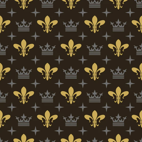 Koninklijke Achtergrond Patroon Met Mooie Ornament Zwarte Achtergrond Vintage Behang — Stockvector