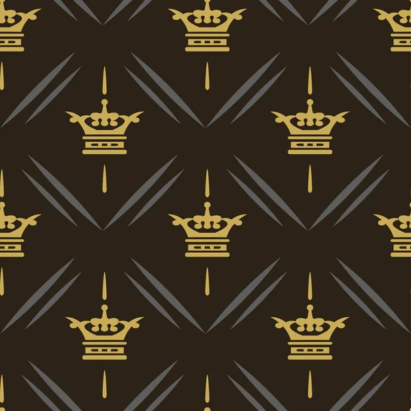 黒の背景にヴィンテージの装飾と王室の背景パターン シームレスなパターン ベクトル画像 — ストックベクタ