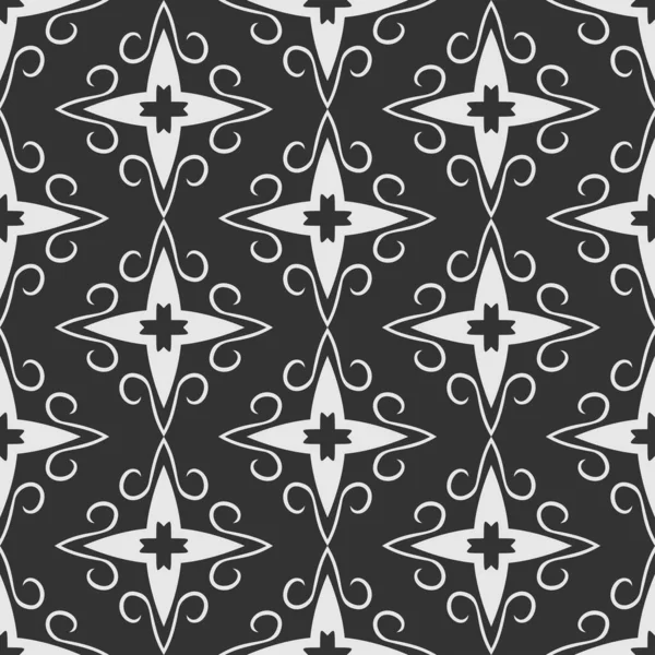 Schwarz Weißes Hintergrundmuster Mit Dekorativen Ornamenten Retro Stil Vintage Tapete — Stockvektor