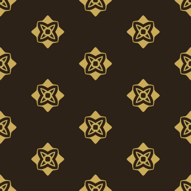 Siyah arka planda basit dekoratif elementlerle dekoratif arka plan deseni, duvar kağıdı. Kusursuz desen, doku. Vektör resmi