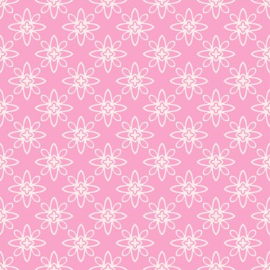 Pembe arka planda dekoratif süslemeleri olan güzel bir arkaplan deseni, duvar kağıdı. Kusursuz desen, doku. Tasarım için vektör illüstrasyonu.