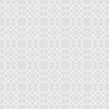 Açık gri arkaplanda basit geometrik süslemeli tek renkli arkaplan deseni, duvar kağıdı. Kusursuz desen, doku. Vektör resmi