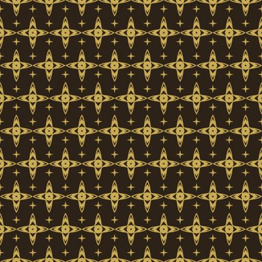 Soyut arkaplan desenli altın dekoratif süs, siyah arka plan, duvar kağıdı. Kusursuz desen, doku. Vektör illüstrasyonu