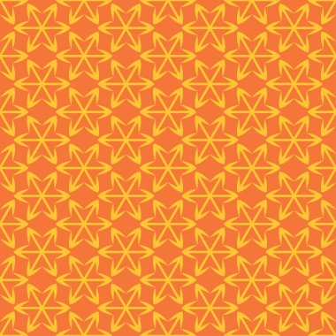 Turuncu arka planda sarı süslemeli basit arkaplan deseni, duvar kağıdı. Kusursuz desen, doku. Vektör sanatı