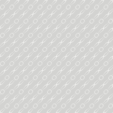 Açık gri arka planda beyaz dekoratif süslemeli basit arkaplan deseni, duvar kağıdı. Kusursuz desen, doku. Tasarım için vektör illüstrasyonu.