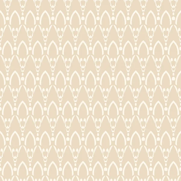 ベージュの背景に白い幾何学的な装飾が施されたタイル張りの背景パターン シームレスなパターン デザインのためのベクトルイラスト — ストックベクタ