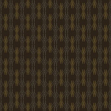 Siyah arka planda basit geometrik süslemeleri olan soyut arkaplan kalıpları, duvar kağıtları. Kusursuz desen, doku. Tasarım için vektör illüstrasyonu.