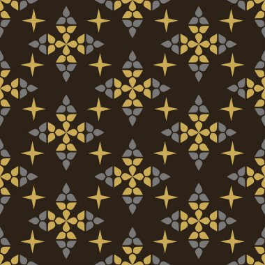 Dekoratif unsurları olan güzel bir arka plan deseni, siyah bir arka plan, duvar kağıdı. Kusursuz desen, doku. Vektör resmi