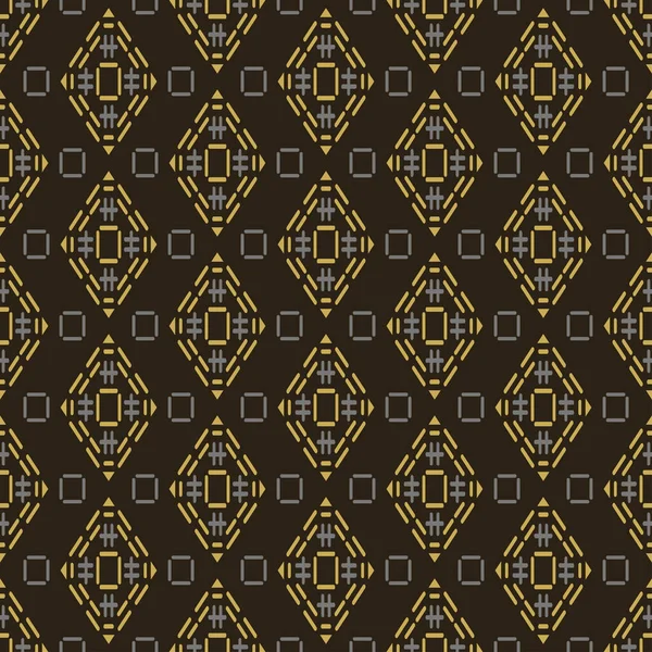 黒の背景に幾何学的な装飾が施された背景パターン シームレスなパターン ベクトル画像 — ストックベクタ