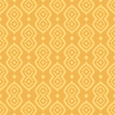 Sarı zemin üzerinde basit geometrik süsleme olan mozaik arkaplan deseni, duvar kağıdı. Kusursuz desen, doku. Vektör resmi