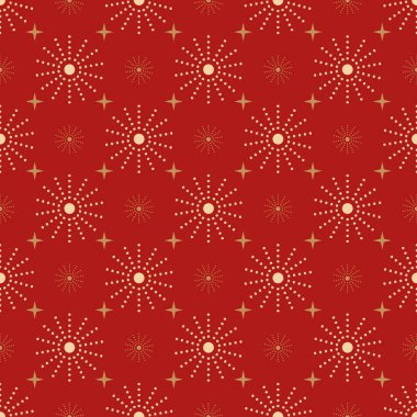 Kırmızı arka planda dekoratif unsurlarla dekoratif arka plan şablonu, duvar kağıdı. Kusursuz desen, doku. Vektör resmi