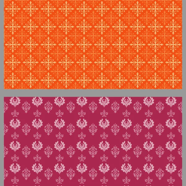Abstrakta Bakgrundsmönster Med Dekorativa Inslag Färdiga Används Färger Orange Lila — Stock vektor