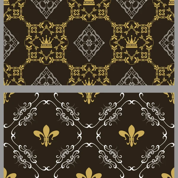 Royal Background Patterns Decorative Elements Set Seamless Pattern Texture Vector — Stockvector