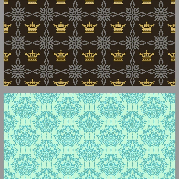 Patrones Fondo Vintage Con Adorno Floral Conjunto Gráficos Vectoriales — Archivo Imágenes Vectoriales