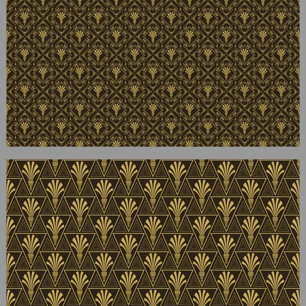 Wzory Tła Złotym Ornamentem Geometrycznym Czarnym Tle Płynny Wzór Tekstura — Wektor stockowy