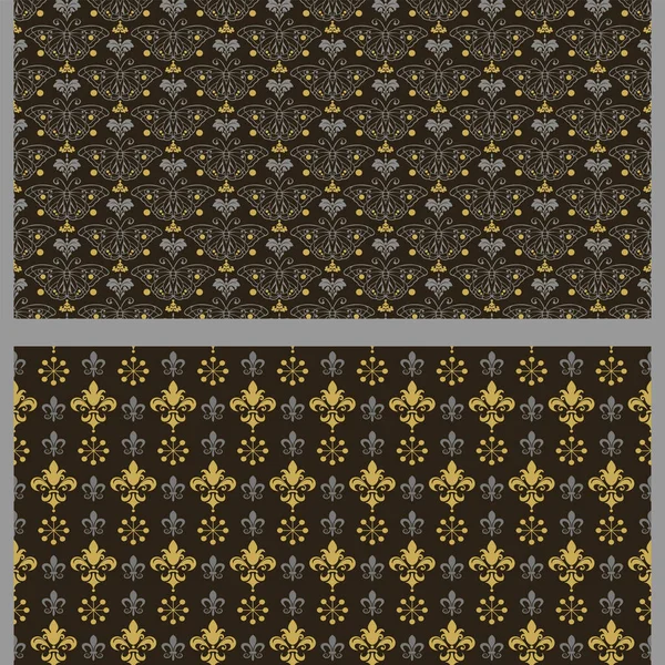 Patrones Decorativos Fondo Con Elementos Florales Listos Colores Usados Negro — Vector de stock