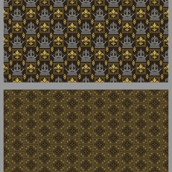 幾何学的要素を持つヴィンテージの背景パターン ベクトルセット 使用色 グレー シームレスなパターン — ストックベクタ