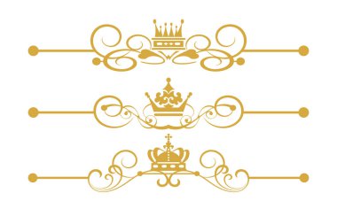 Beyaz arka planda kraliyet tarzında tasarım unsurları. Altın rengi. Kare şablonu. Vektör deseni.