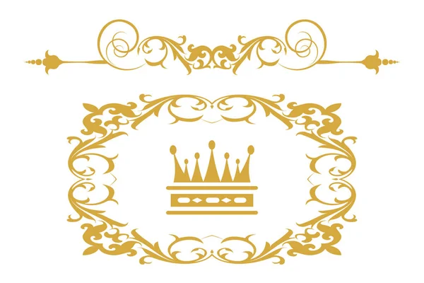 Vintage Elements Your Design Royal Style Border Frame Crown Vector — Stock Vector