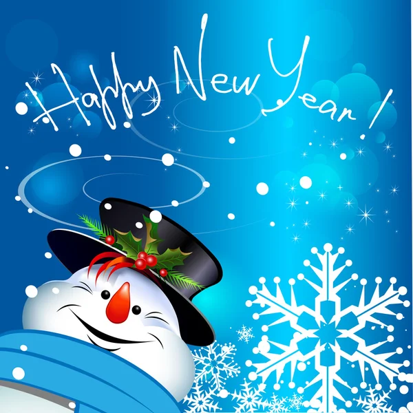 Happy New Year. Christmas snowman. — Stock vektor